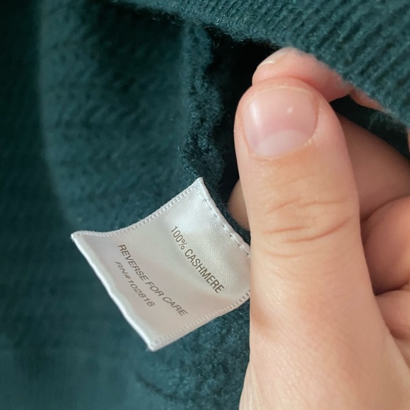 Garnet Hill Drape Front Cabled Cashmere Cardigan Pockets Jade - Picture 10 of 13